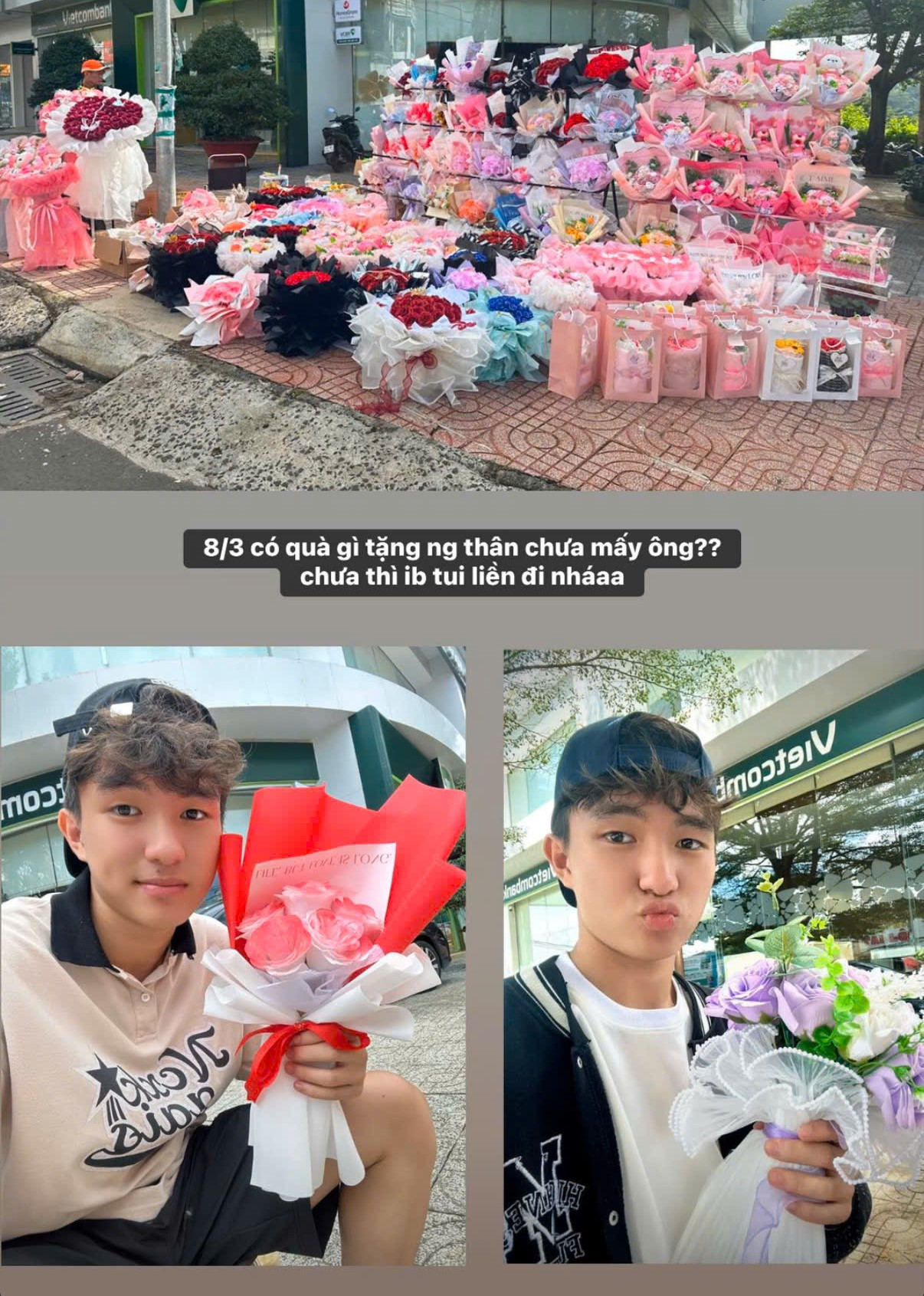 Hữu An tận dụng mạng xã hội để bán sản phẩm hoa của mình.