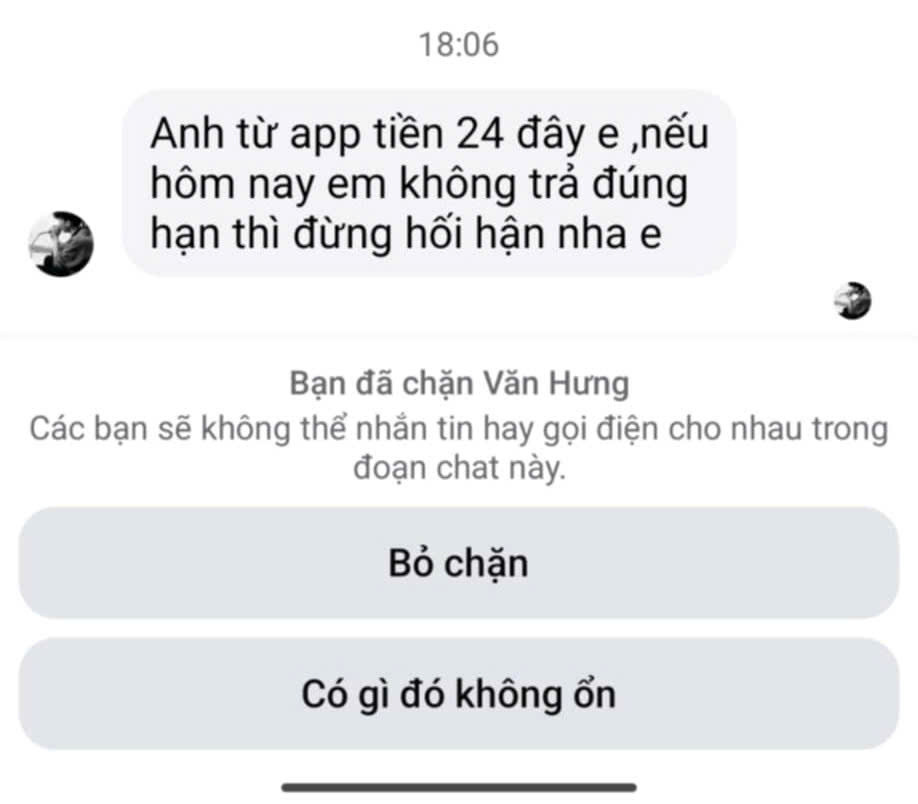 Sau khi vay từ app tín dụng đen, P. thường xuyên nhận được tin nhắn khủng bố.