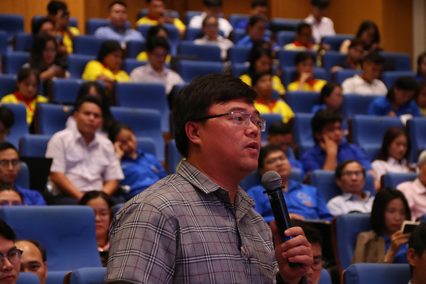 ThS Đào Vũ Hoàng Nam - Giám đốc Trung tâm Hỗ trợ sinh viên, trường ĐH Bách khoa (ĐHQG TP. HCM) phát biểu tại Hội nghị.