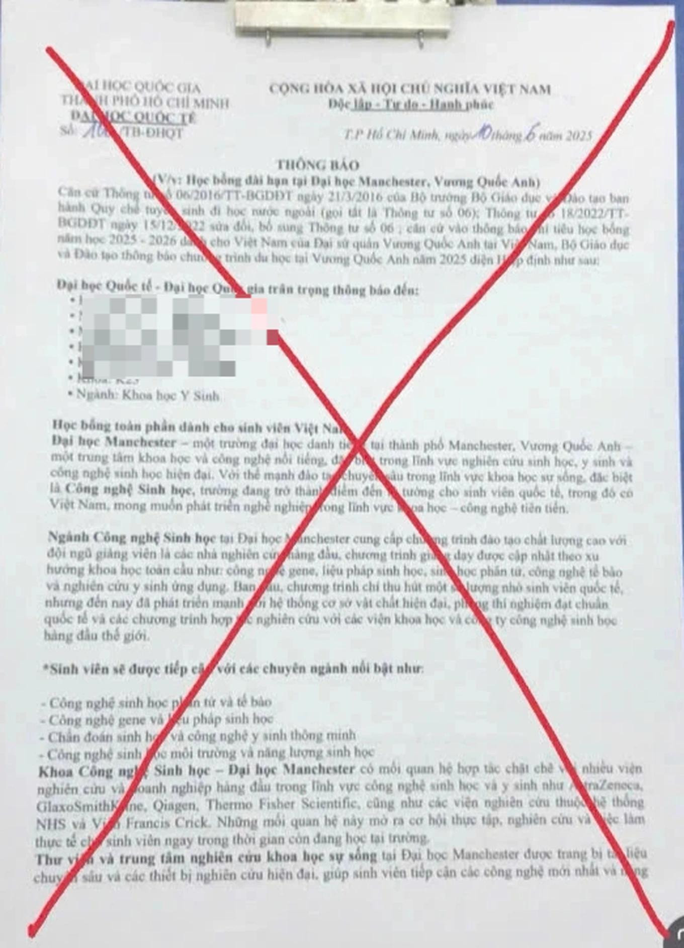 Văn bản giả mạo được trường ĐH Quốc tế thông tin đến sinh viên. Văn bản giả mạo được trường ĐH Quốc tế thông tin đến sinh viên.