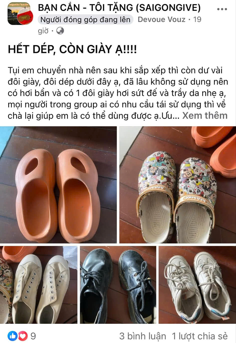 Những bài đăng tặng đồ đã qua sử dụng của thành viên nhóm Facebook “Bạn cần - Tôi tặng”. Những bài đăng tặng đồ đã qua sử dụng của thành viên nhóm Facebook “Bạn cần - Tôi tặng”.