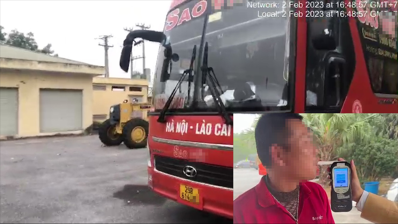 Lực lượng CSGT kiểm tra nồng độ cồn lái xe.