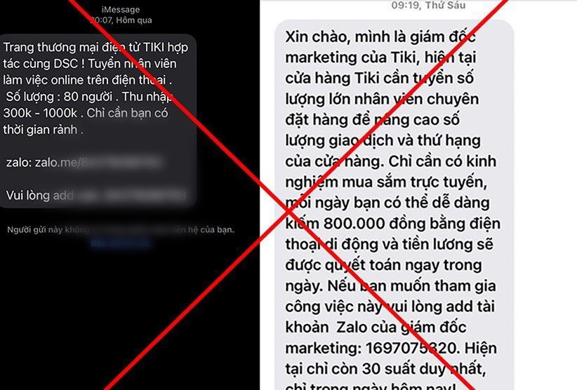 Tin nhắn quảng cáo mời cộng tác viên online.