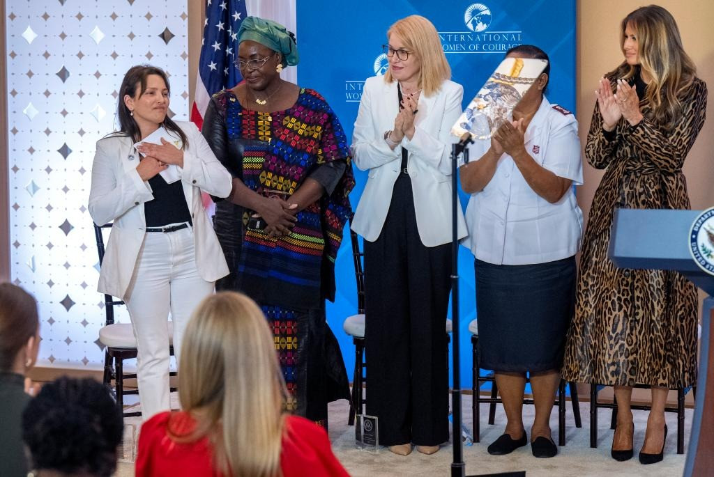 Đây là lần thứ 5 bà Melania tham dự Lễ trao giải Phụ nữ can đảm quốc tế. Ảnh: AP.