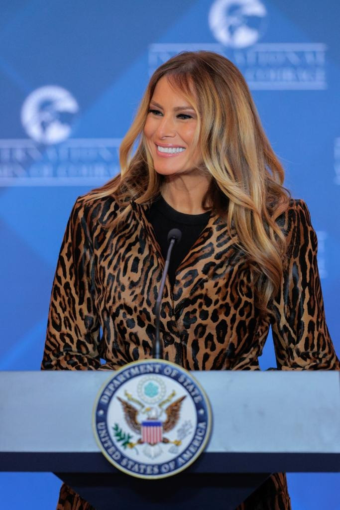 Bà Melania phát biểu vinh danh những phụ nữ truyền cảm hứng. Ảnh: Getty Images.
