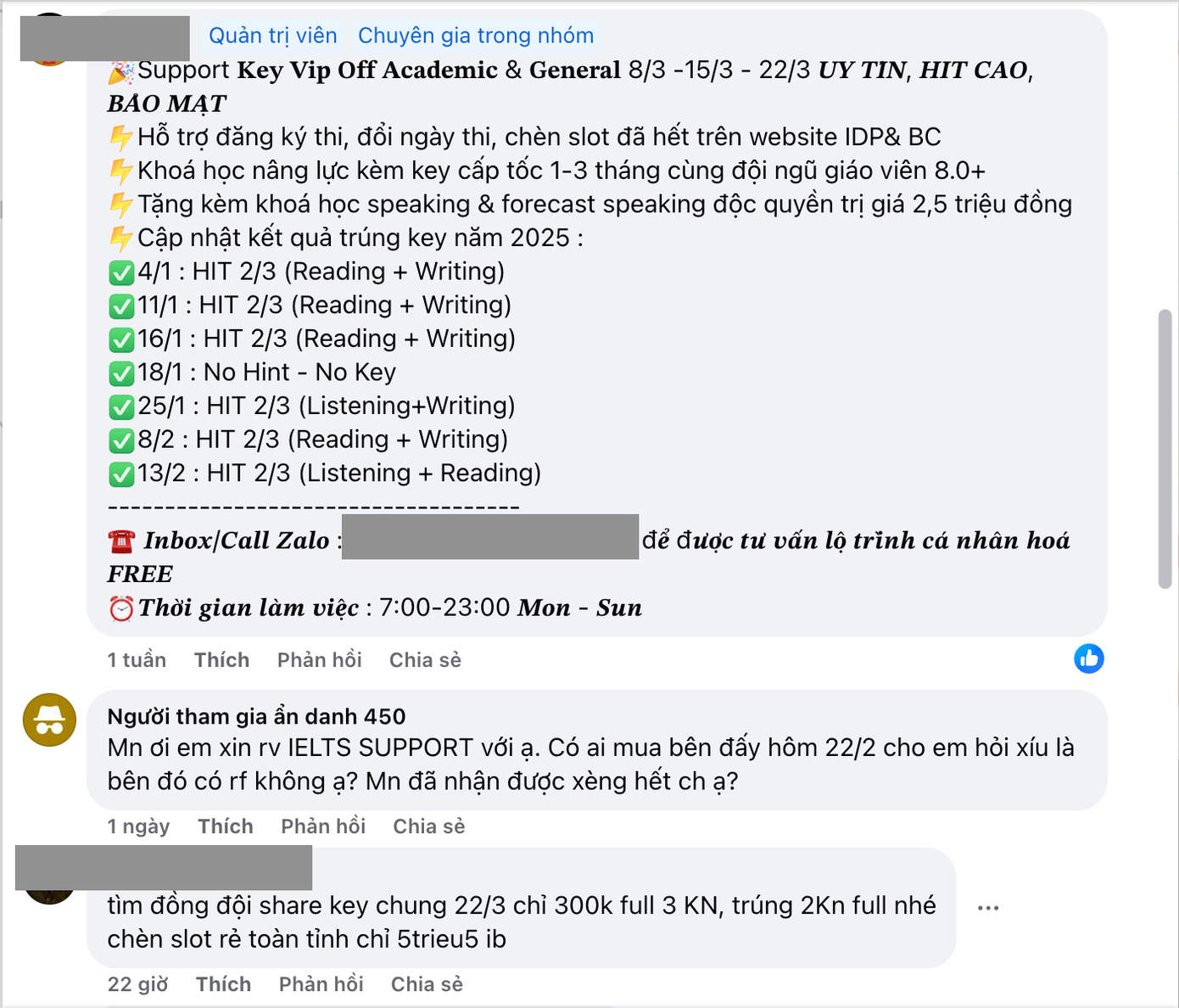 Không ít các dịch vụ với giá cả từ 500 K đến hàng chục triệu đồng cho việc cung cấp đáp án.