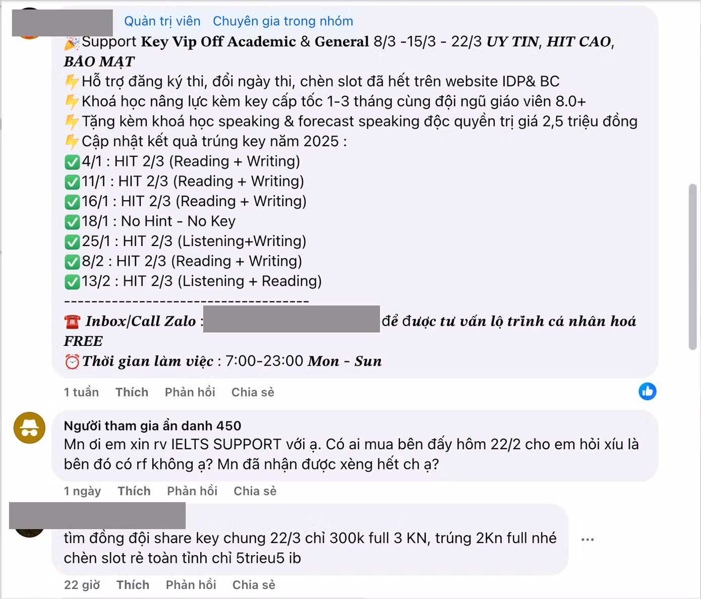 Không ít các dịch vụ với giá cả từ 500 K đến hàng chục triệu đồng cho việc cung cấp đáp án.
