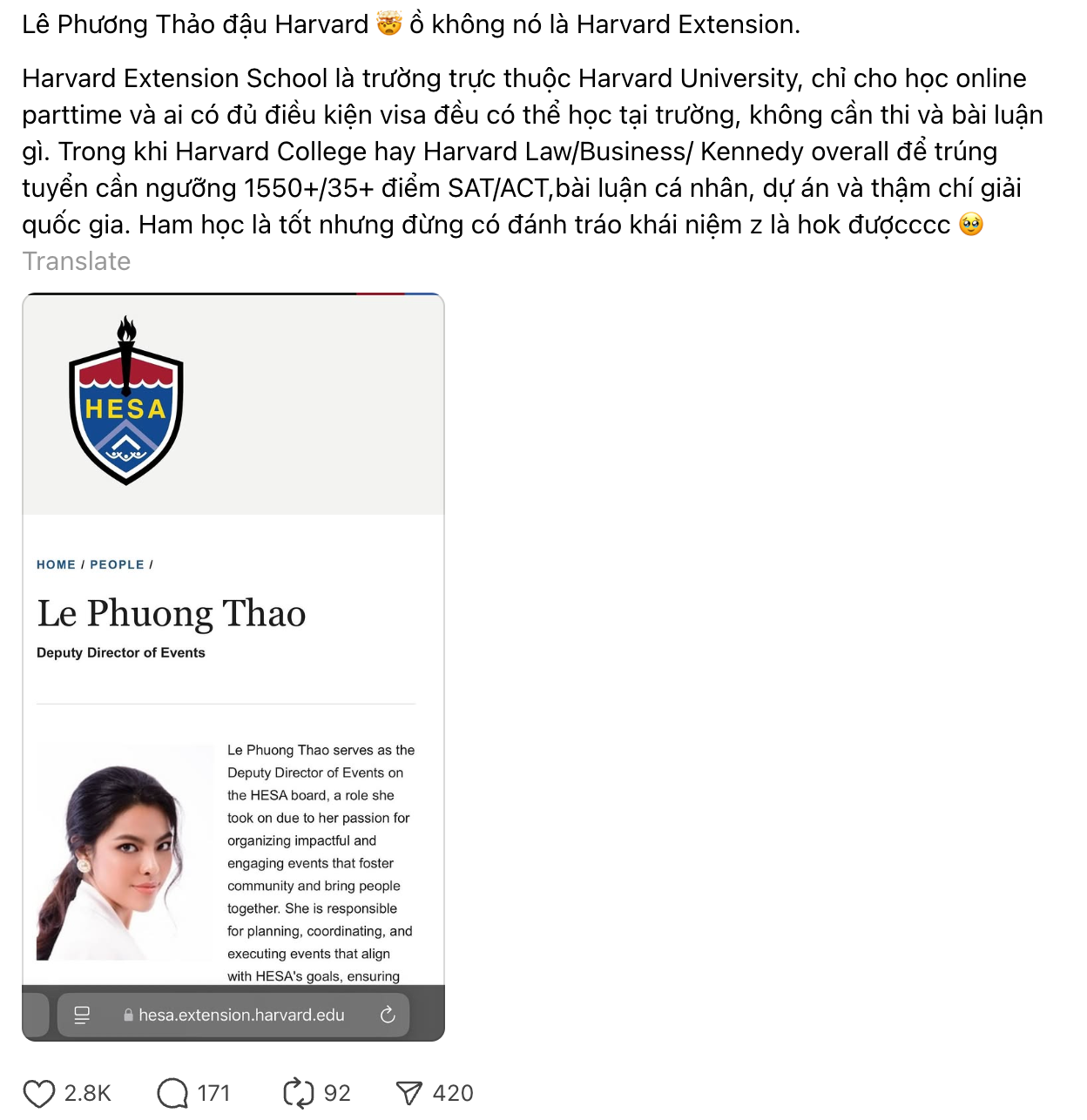 Bài đăng tại Threads đã khơi lên nhiều tranh luận về bằng cấp của Phương Thảo. Bài đăng tại Threads đã khơi lên nhiều tranh luận về bằng cấp của Phương Thảo.