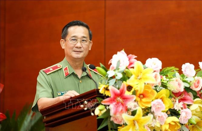 Thiếu tướng Nguyễn Văn Trãi, Giám đốc Công an tỉnh Tây Ninh phát biểu. Ảnh: TTXVN.