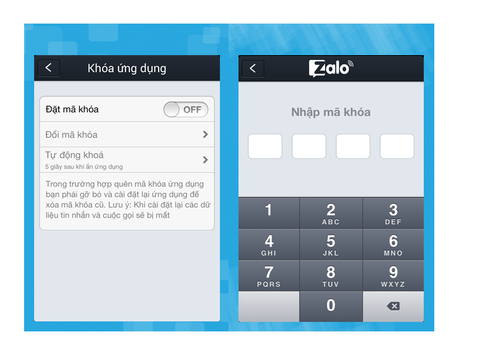 Chức năng khóa ứng dụng trên Zalo