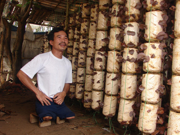 Nạn nhân Đỗ Thiên Đăng ở xã Triệu Đông, huyện Triệu Phong bị bom nổ làm cụt hai chân. Nạn nhân Đỗ Thiên Đăng ở xã Triệu Đông, huyện Triệu Phong bị bom nổ làm cụt hai chân