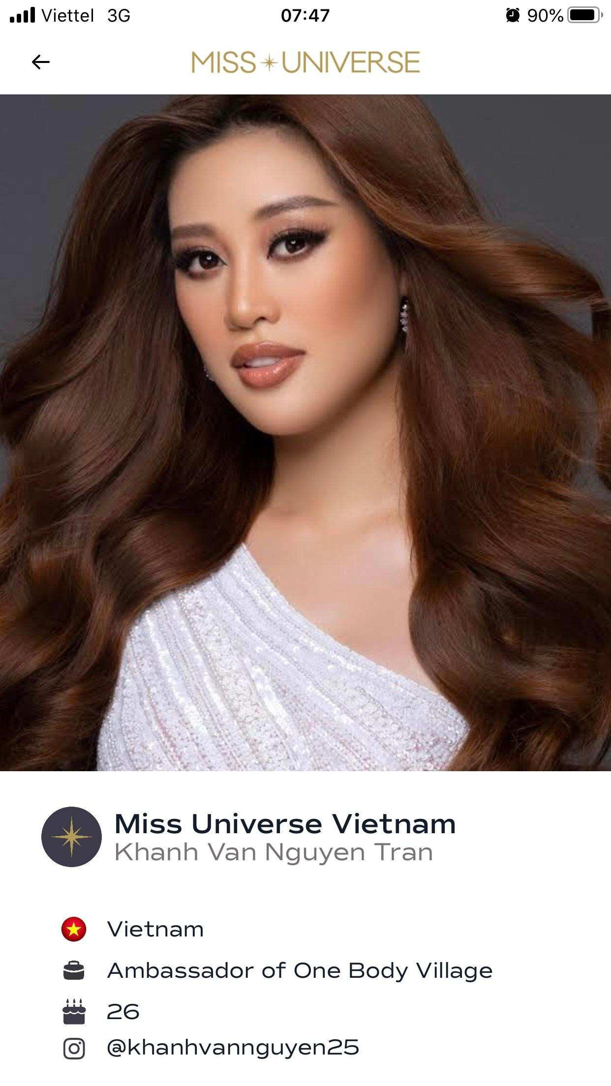 Hình ảnh của Khánh Vân trên trang chủ của Miss Universe. Hình ảnh của Khánh Vân trên trang chủ của Miss Universe.