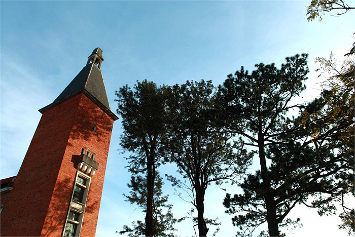 Nằm trên cao bao quanh là những rặng thông xanh, soi bóng xuống mặt Hồ Xuân Hương thơ mộng, ngôi trường càng trở nên quyến rũ hơn bao giờ hết với những người yêu sự cổ kính và lãng mạn của kiến trúc Pháp