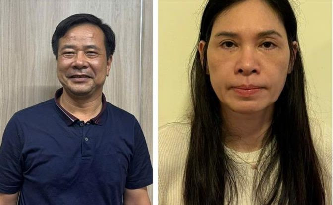 Vợ chồng bị can Nghiêm Quốc Hưng, Phạm Thị Hạnh.