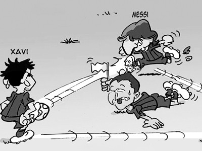 Đối phương phát mệt vì phải đuổi theo Messi và đồng đội. Đối phương phát mệt vì phải đuổi theo Messi và đồng đội