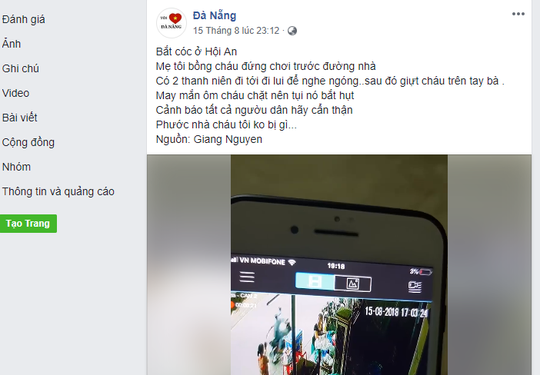 Thực hư vụ bé 1 tuổi suýt bị bắt cóc trên tay bà ở Hội An ảnh 1