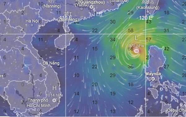 Biển Đông có thể đón cơn bão số 8 chỉ ít ngày sau cơn bão số 7 (Yinxing). Ảnh: Ventusky, ECMWF.