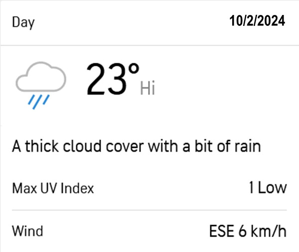 Dự báo thời tiết Hà Nội ngày 10/2 (mùng 1 Tết): Nhiệt độ trung bình ban ngày 23oC, gió Đông - Đông Nam nhẹ, trời nhiều mây, thỉnh thoảng có thể có mưa ít. Ảnh: AccuWeather. Dự báo thời tiết Hà Nội ngày 10/2 (mùng 1 Tết): Nhiệt độ trung bình ban ngày 23oC, gió Đông - Đông Nam nhẹ, trời nhiều mây, thỉnh thoảng có thể có mưa ít. Ảnh: AccuWeather.