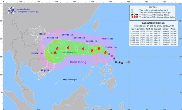 Dự báo của Trung tâm Dự báo Khí tượng Thủy văn Quốc gia của nước ta. Ảnh: KTTV. Dự báo của Trung tâm Dự báo Khí tượng Thủy văn Quốc gia của nước ta. Ảnh: KTTV.