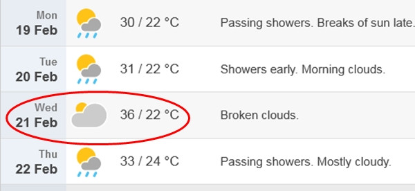 Dự báo nhiệt độ cao nhất và thấp nhất ở Hà Nội từ thứ Hai đến thứ Năm tuần sau (19 - 22/2): Trời nắng nóng, đỉnh điểm vào ngày thứ Tư, 21/2. Ảnh: Time and Date. Dự báo nhiệt độ cao nhất và thấp nhất ở Hà Nội từ thứ Hai đến thứ Năm tuần sau (19 - 22/2): Trời nắng nóng, đỉnh điểm vào ngày thứ Tư, 21/2. Ảnh: Time and Date.