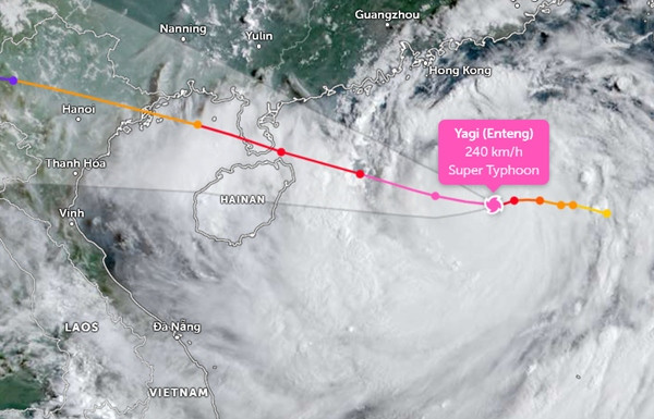 Bão số 3 (Yagi) đã thành siêu bão. Ảnh: Zoom Earth, JMA. Bão số 3 (Yagi) đã thành siêu bão. Ảnh: Zoom Earth, JMA.