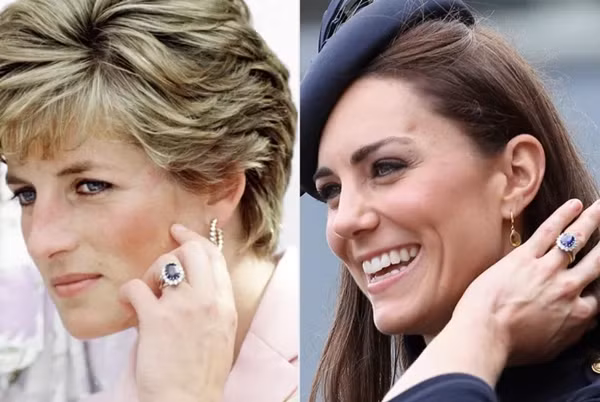 Nhẫn cưới của Kate từng là nhẫn của mẹ chồng cô - Công nương Diana. Ảnh: Tim Graham/ Photo Library via Getty Images; Chris Jackson/ Getty Images.