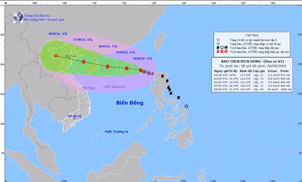 Dự báo của Trung tâm Dự báo Khí tượng Thủy văn Quốc gia. Ảnh: KTTV. Dự báo của Trung tâm Dự báo Khí tượng Thủy văn Quốc gia. Ảnh: KTTV.