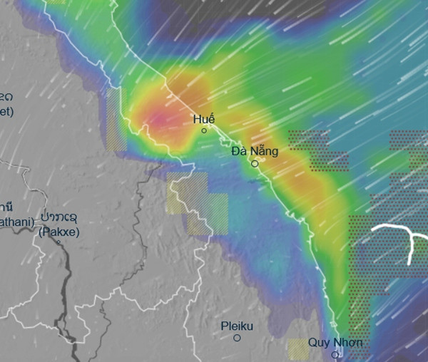 Có mô hình dự báo là bão Man-yi sẽ đến gần miền Trung nước ta và gây mưa tại nhiều tỉnh thành từ khoảng 20 - 21/11. Ảnh: Ventusky, GFS. Có mô hình dự báo là bão Man-yi sẽ đến gần miền Trung nước ta và gây mưa tại nhiều tỉnh thành từ khoảng 20 - 21/11. Ảnh: Ventusky, GFS.