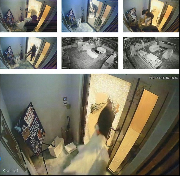 Một số hình ảnh về vụ đột nhập do camera của cửa hàng ghi lại. Ảnh: Ginza Xiaoma.