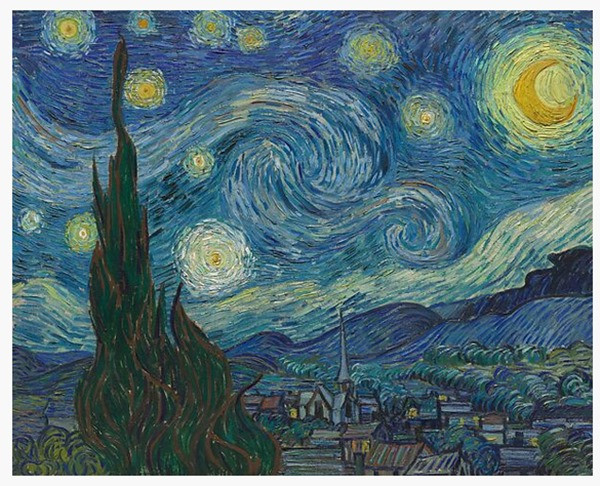 Tác phẩm "Đêm đầy sao" của danh họa Vincent van Gogh. Ảnh: Viện bảo tàng Mỹ thuật Metropolitan (New York, Mỹ).