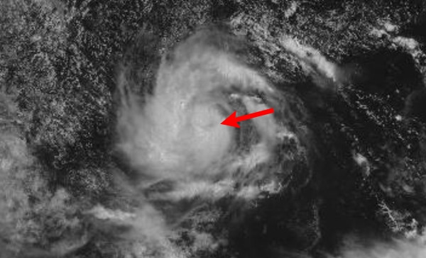 Hình ảnh vệ tinh khí tượng của bão số 2 cho thấy mắt bão mờ. Ảnh: NII.ac.jp.