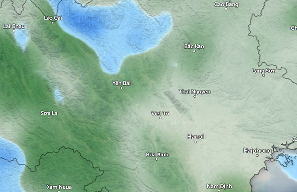 Dự báo mưa ở một số tỉnh thành miền Bắc vào chiều tối 12/9 (những vùng màu xanh da trời là mưa nhỏ đến vừa): Nhiều nơi sẽ hết mưa. Ảnh: Zoom Earth, OpenStreetMap. Dự báo mưa ở một số tỉnh thành miền Bắc vào chiều tối 12/9 (những vùng màu xanh da trời là mưa nhỏ đến vừa): Nhiều nơi sẽ hết mưa. Ảnh: Zoom Earth, OpenStreetMap.