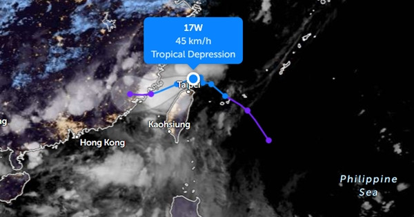Dự báo của JTWC về đường đi của ATNĐ 17W. Ảnh: Zoom Earth, JMA, JTWC.