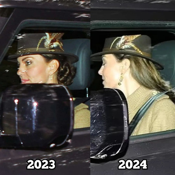 Công nương Kate mặc áo khoác và đội mũ y hệt cùng thời điểm năm ngoái. Ảnh: Instagram. Công nương Kate mặc áo khoác và đội mũ y hệt cùng thời điểm năm ngoái. Ảnh: Instagram.