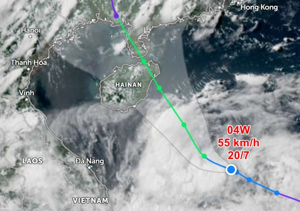 Vị trí và đường đi của áp thấp nhiệt đới 04W (Philippines gọi là Butchoy). Ảnh: Zoom Earth, JMA.