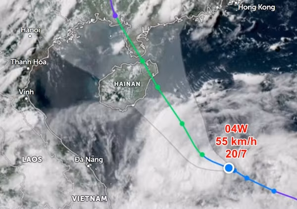 Vị trí và đường đi của áp thấp nhiệt đới 04W (Philippines gọi là Butchoy). Ảnh: Zoom Earth, JMA.
