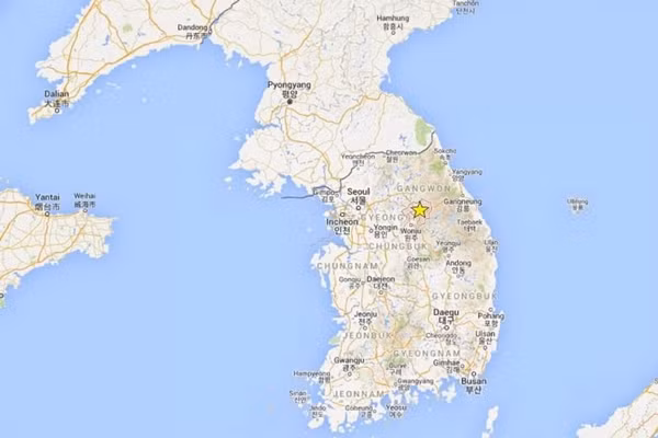 Ở Hàn Quốc từng có cảnh báo nhầm là có động đất 6,5 độ ở Hoengseong (đánh dấu hình ngôi sao màu vàng), hóa ra không phải. Ảnh: The Straits Times. Ở Hàn Quốc từng có cảnh báo nhầm là có động đất 6,5 độ ở Hoengseong (đánh dấu hình ngôi sao màu vàng), hóa ra không phải. Ảnh: The Straits Times.