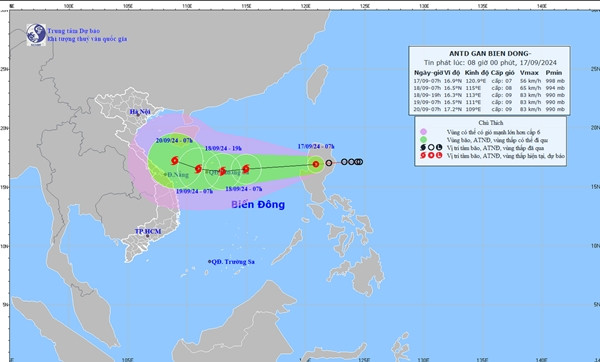 Dự báo của Trung tâm Dự báo Khí tượng Thủy văn Quốc gia nước ta lúc 8h sáng nay. Ảnh: NCHMF. Dự báo của Trung tâm Dự báo Khí tượng Thủy văn Quốc gia nước ta lúc 8h sáng nay. Ảnh: NCHMF.