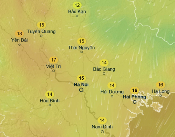 Dự báo nhiệt độ cảm nhận ở một số tỉnh thành miền Bắc vào sáng 8/12, khi có đợt không khí lạnh tiếp theo. Ảnh: Ventusky, ICON. Dự báo nhiệt độ cảm nhận ở một số tỉnh thành miền Bắc vào sáng 8/12, khi có đợt không khí lạnh tiếp theo. Ảnh: Ventusky, ICON.