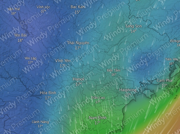 Dự báo nhiệt độ buổi sáng sớm ở một số tỉnh thành miền Bắc vào khoảng 5 - 6/11. Ảnh: Windy, GFS. Dự báo nhiệt độ buổi sáng sớm ở một số tỉnh thành miền Bắc vào khoảng 5 - 6/11. Ảnh: Windy, GFS.