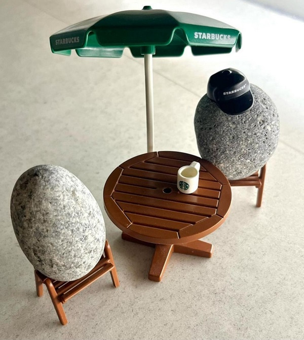 Những "viên đá thú cưng" có khi còn được chủ cho ngồi uống cà-phê và có giường để nằm nghỉ. Ảnh: Instagram.