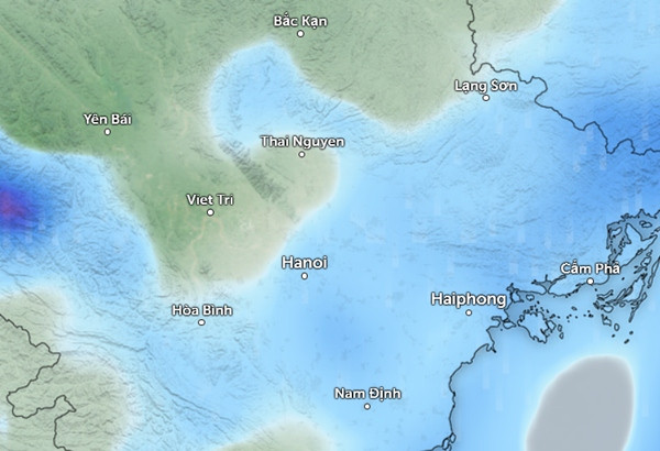 Mưa ở một số tỉnh thành miền Bắc vào trưa và/ hoặc chiều nay, 14/8 (những vùng màu xanh da trời là mưa nhỏ hoặc vừa). Ảnh: Zoom Earth, OpenStreetMap. Mưa ở một số tỉnh thành miền Bắc vào trưa và/ hoặc chiều nay, 14/8 (những vùng màu xanh da trời là mưa nhỏ hoặc vừa). Ảnh: Zoom Earth, OpenStreetMap.