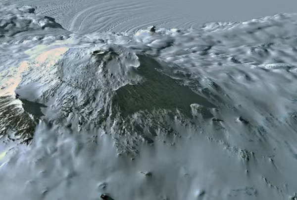 Hình ảnh vệ tinh của núi Erebus. Ảnh: Planet Observer/ UIG/ REX/ Shutterstock.