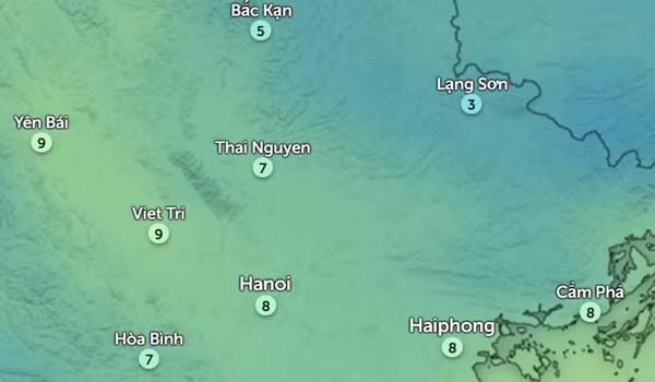 Nhiệt độ thực ngoài trời ở Hà Nội và một số tỉnh thành miền Bắc nước ta vào sáng 23/1. Ảnh: Zoom Earth, OpenStreetMap. Nhiệt độ thực ngoài trời ở Hà Nội và một số tỉnh thành miền Bắc nước ta vào sáng 23/1. Ảnh: Zoom Earth, OpenStreetMap.