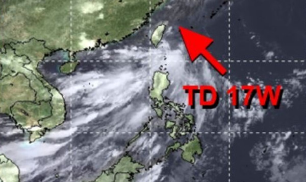 Vị trí của ATNĐ 17W vào lúc 22h ngày 21/9. Ảnh: JTWC.
