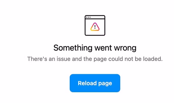 Một thông báo lỗi khi người dùng truy cập Instagram. Ảnh: Instagram.