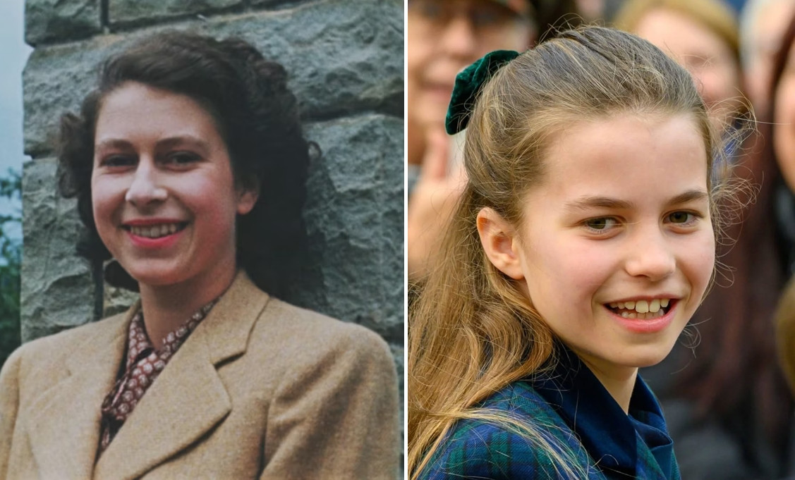 Khuôn mặt và nụ cười của Charlotte rất giống Nữ hoàng Elizabeth II hồi trẻ. Ảnh: Getty. Khuôn mặt và nụ cười của Charlotte rất giống Nữ hoàng Elizabeth II hồi trẻ. Ảnh: Getty.