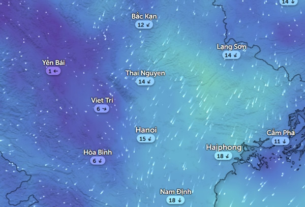 Nhiều tỉnh thành miền Bắc chuyển gió Đông Bắc trong ngày mai, 1/10. Ảnh: Zoom Earth, OpenStreetMap.