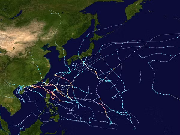 Không cơn bão nào đổ bộ đất liền nước ta trong mùa bão 2023 (có cơn bão đến lúc vào nước ta thì chỉ là áp thấp nhiệt đới). Ảnh: Wikipedia.