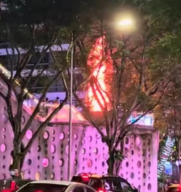 Lửa ngày càng lớn và có thể nhìn thấy từ đằng xa, lúc này người dân mới gọi cứu hỏa. Ảnh: Complaint Singapore.